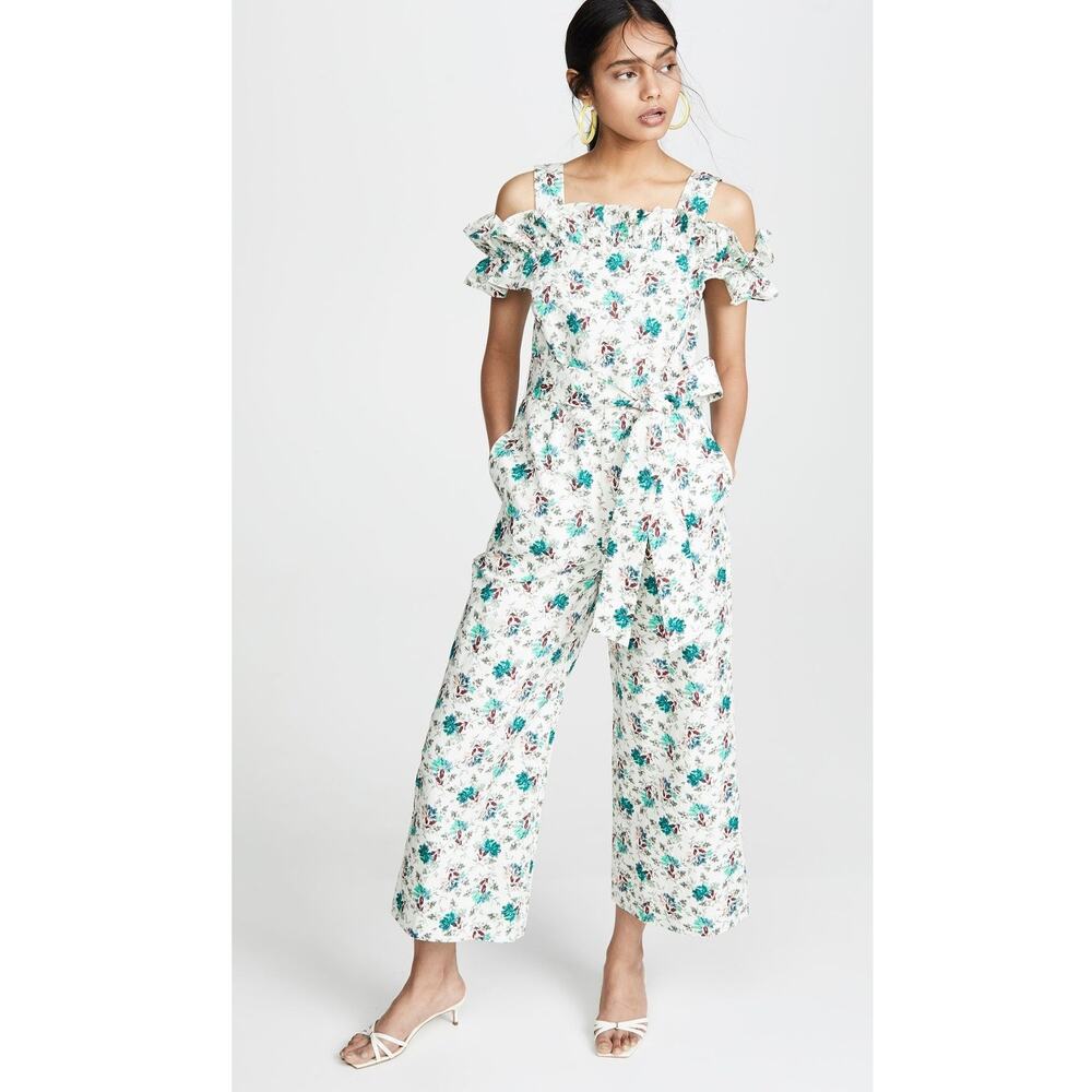 NWT Rebecca Taylor Carnation Fleur Floral Print Off Shoulder Jumpsuit